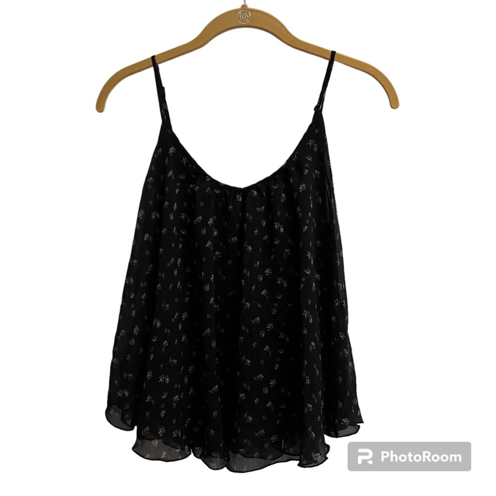 Express Black Floral Print Chiffon Tank Top Women's Size Small.